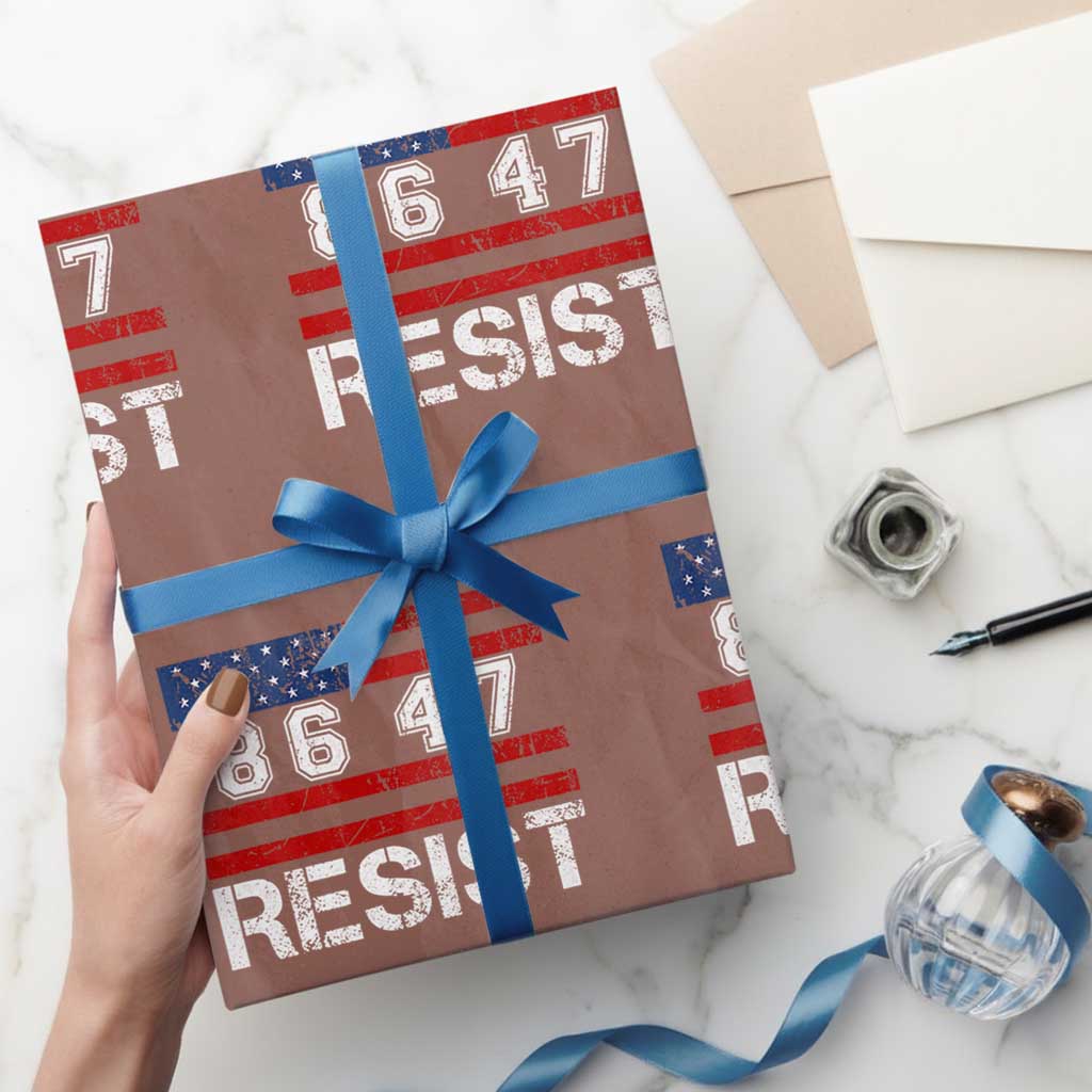 8647 Resist Wrapping Paper Roll Retro Social Justice American Flag TS10 Mocha Print Your Wear