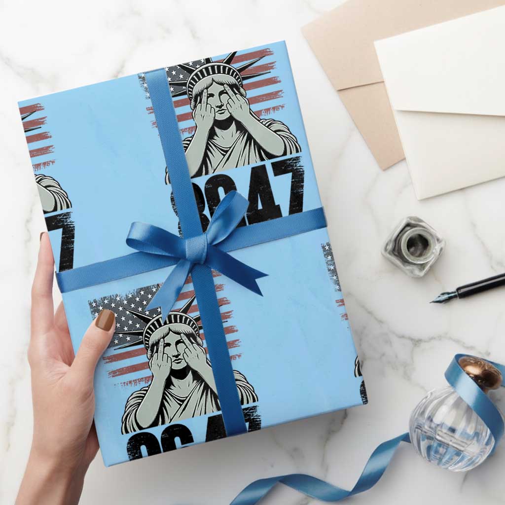 8647 Statue Of Liberty Wrapping Paper Roll Political Satire Protest Poster Graphic TS12 Light Blue Print Your Wear