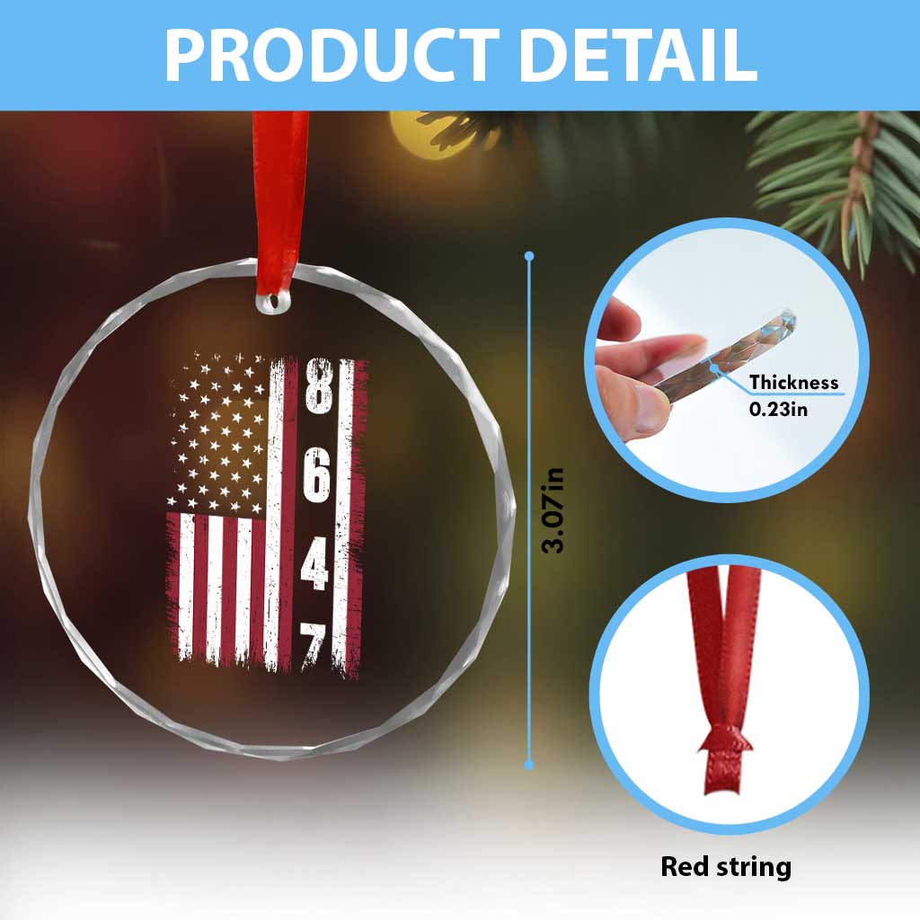 8647 Vintage US Flag Crystal Glass Ornament Political Expression Apparel For Democrats TS12 Print Your Wear