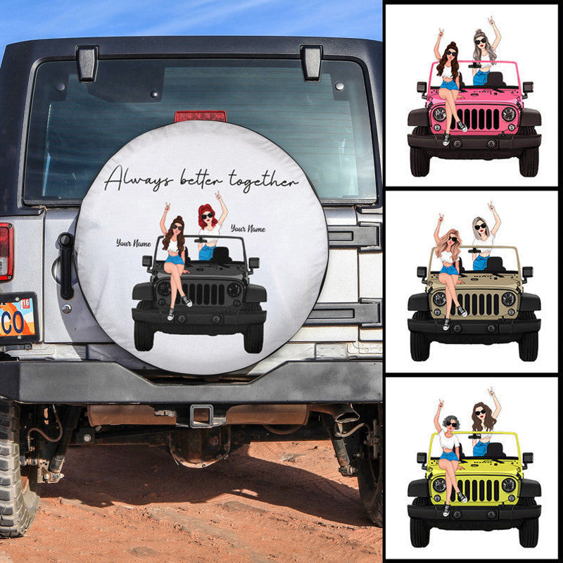 Custom JP Tire Cover With Camera Hole, Always Better Together JP Girls Spare Tire Cover CTM Custom - Printyourwear