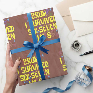8th Birthday Wrapping Paper Roll Im 8 Year Old Bruh I Survived 67 Colorful Bubble Flower TS10 Mocha Print Your Wear