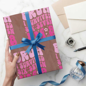 8th Birthday Girls Wrapping Paper Roll Bruh I Survived 67 Im 8 Year Old Six Seven TS10 Mocha Print Your Wear