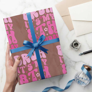 8th Birthday Girls Wrapping Paper Roll Bruh Its My 8 Bday Eight Years Old TS10 Mocha Print Your Wear