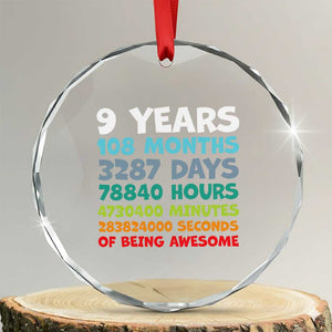 9 Year Old Bday Crystal Glass Ornament Son Boy 9yr 9th Birthday Gifts TS10 Transparent Glass 3'' Circle Print Your Wear