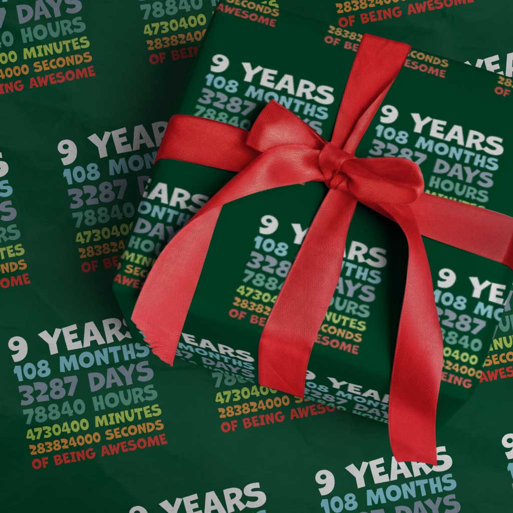9 Year Old Bday Wrapping Paper Roll Son Boy 9yr 9th Birthday Gifts TS10 Green Print Your Wear