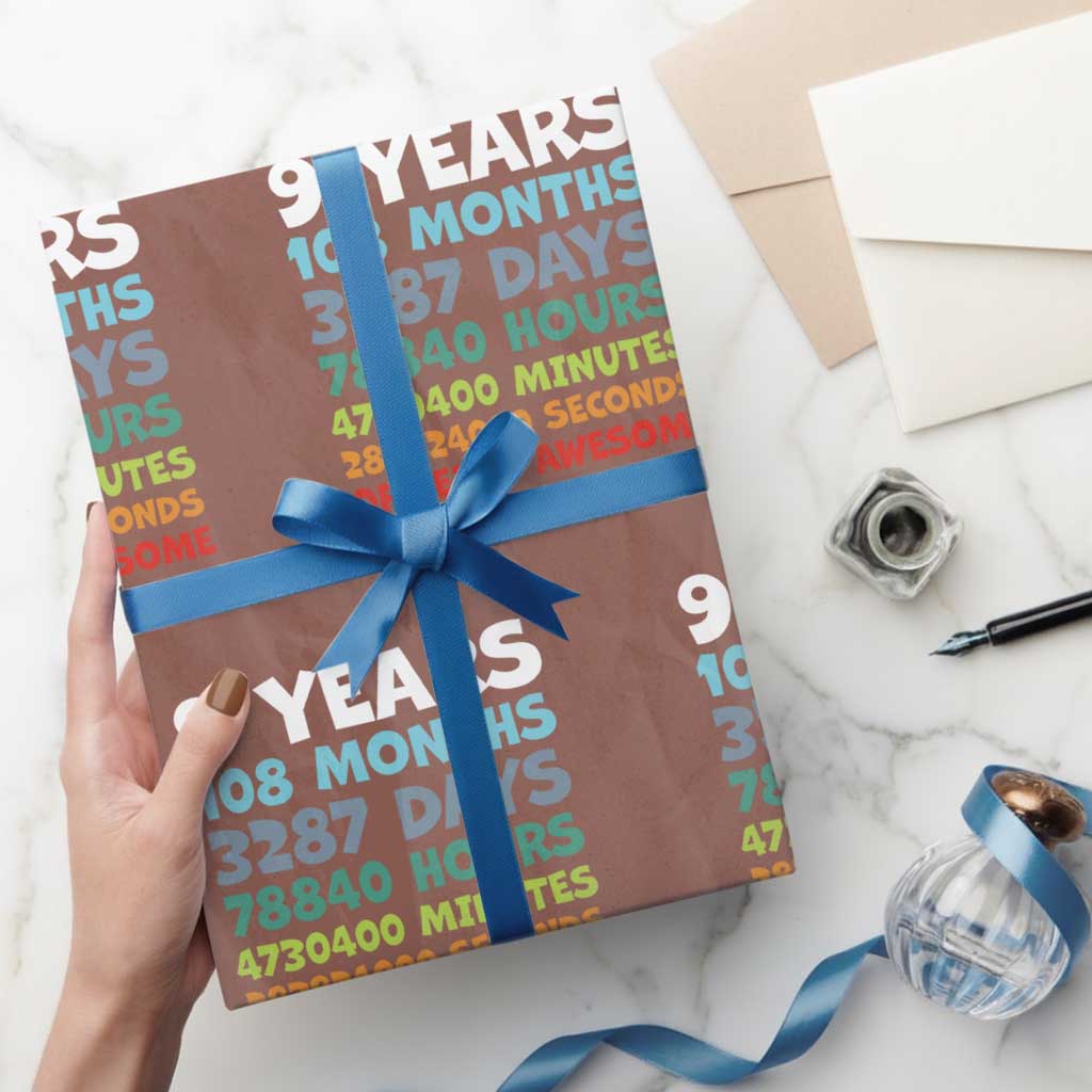 9 Year Old Bday Wrapping Paper Roll Son Boy 9yr 9th Birthday Gifts TS10 Mocha Print Your Wear