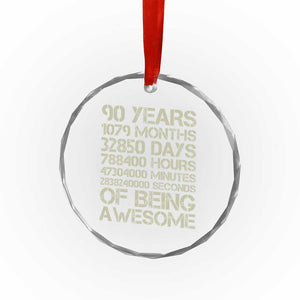 90 Years Of Being Awesome Crystal Glass Ornament 90th Birthday Gift Idea TS12 Print Your Wear