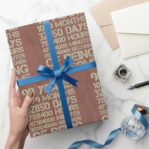 90 Years Of Being Awesome Wrapping Paper Roll 90th Birthday Gift Idea TS12 Mocha Print Your Wear
