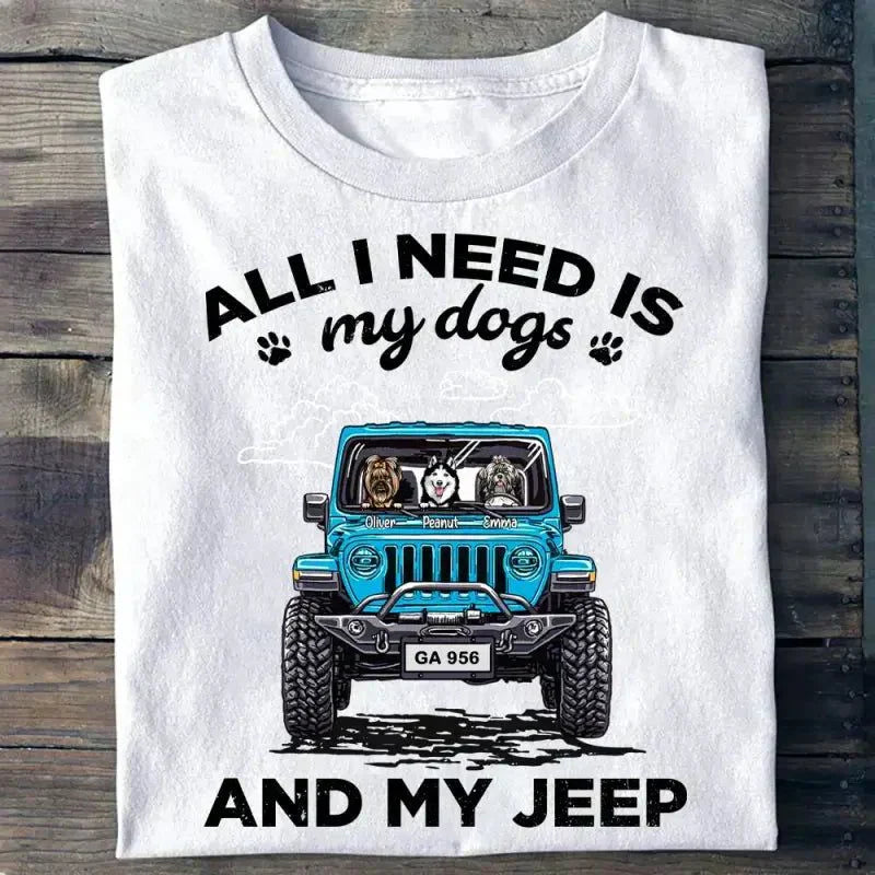 Custom Jeep and Dog T-Shirt – All I Need Is My Dogs and My Jeep Graphic Tee for Pet and Jeep Lovers CTM Youth Custom - Printyourwear