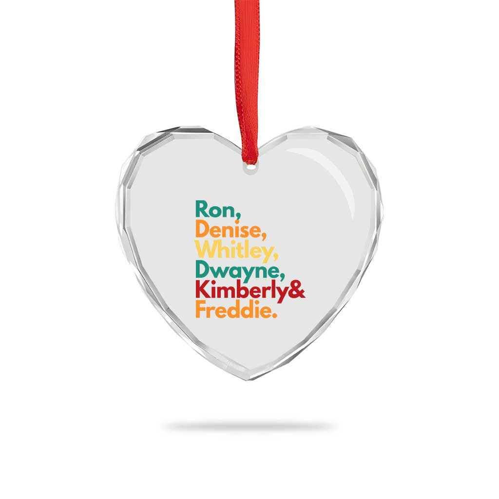 90s Black Sitcom HBCU Culture Tribute Heart Crystal Glass Ornament Ron Denise Whitley Dwayne Kimberly Freddie TS02 Print Your Wear