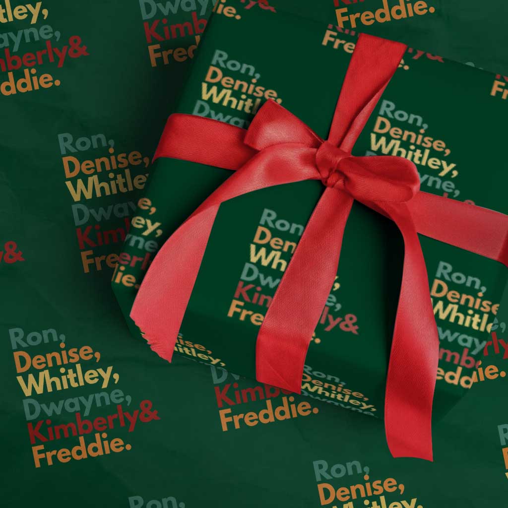 90s Black Sitcom HBCU Culture Tribute Wrapping Paper Roll Ron Denise Whitley Dwayne Kimberly Freddie TS02 Green Print Your Wear