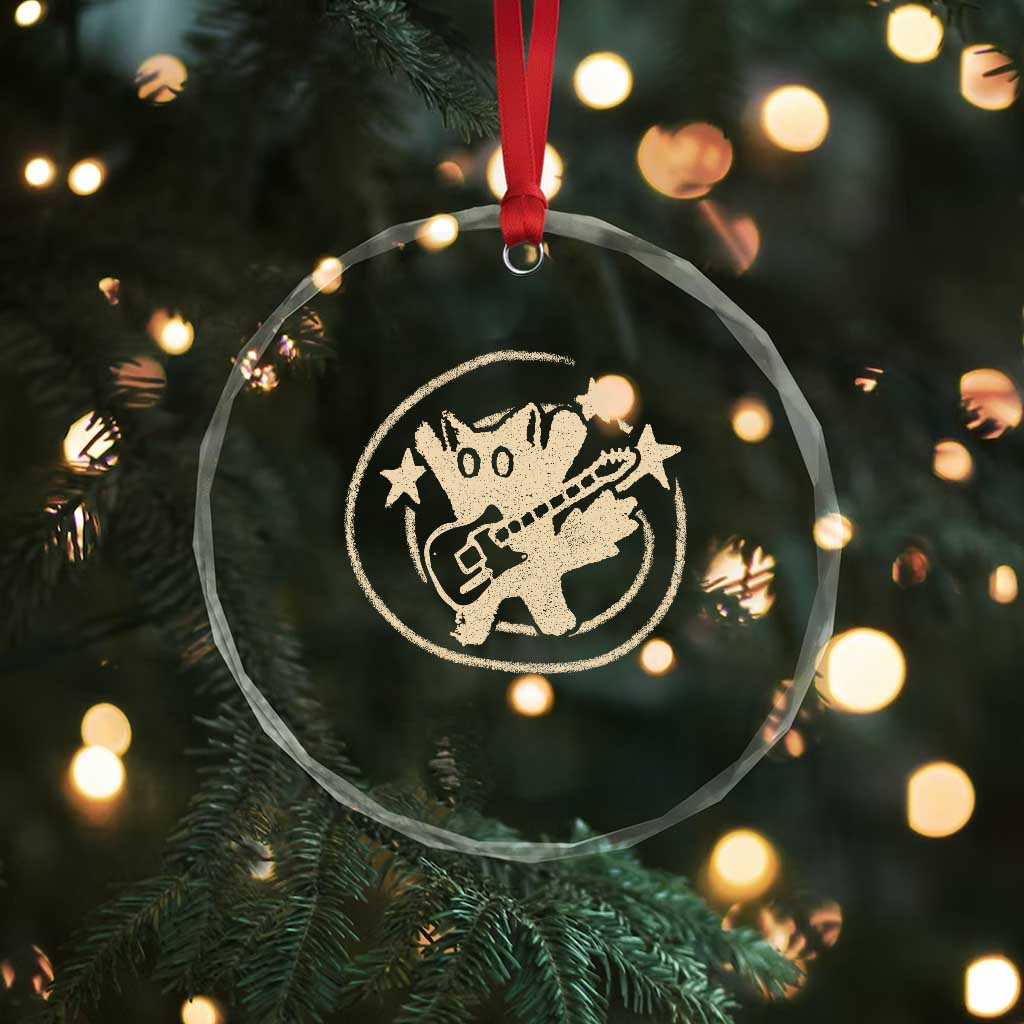 90s Y2K Scary Cat Crystal Glass Ornament Scared Under Starry Tail Cat Playing Guitar TS10 Print Your Wear