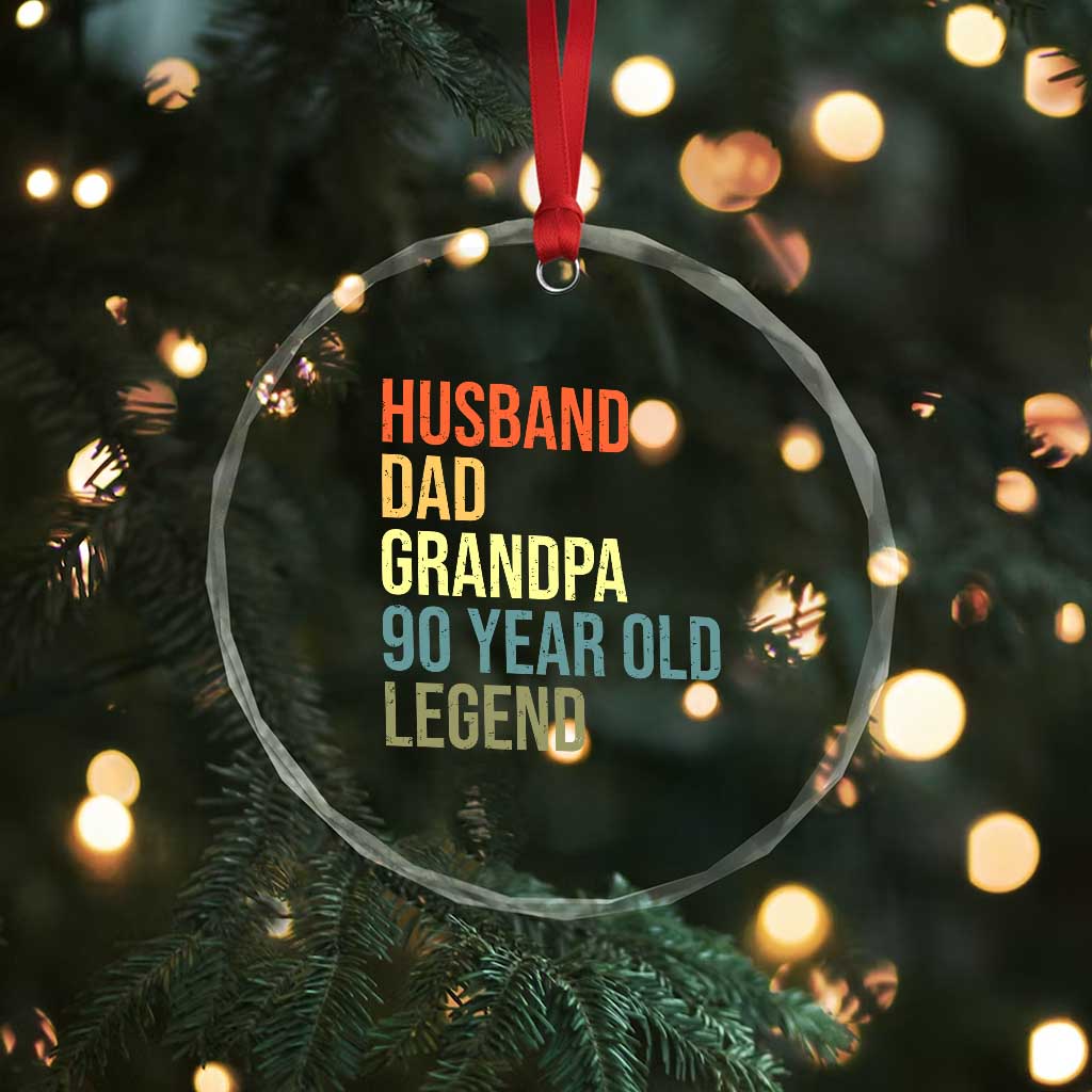 90th Birthday Crystal Glass Ornament Husband Dad Grandpa 90 Year Old Legend TS10 Print Your Wear