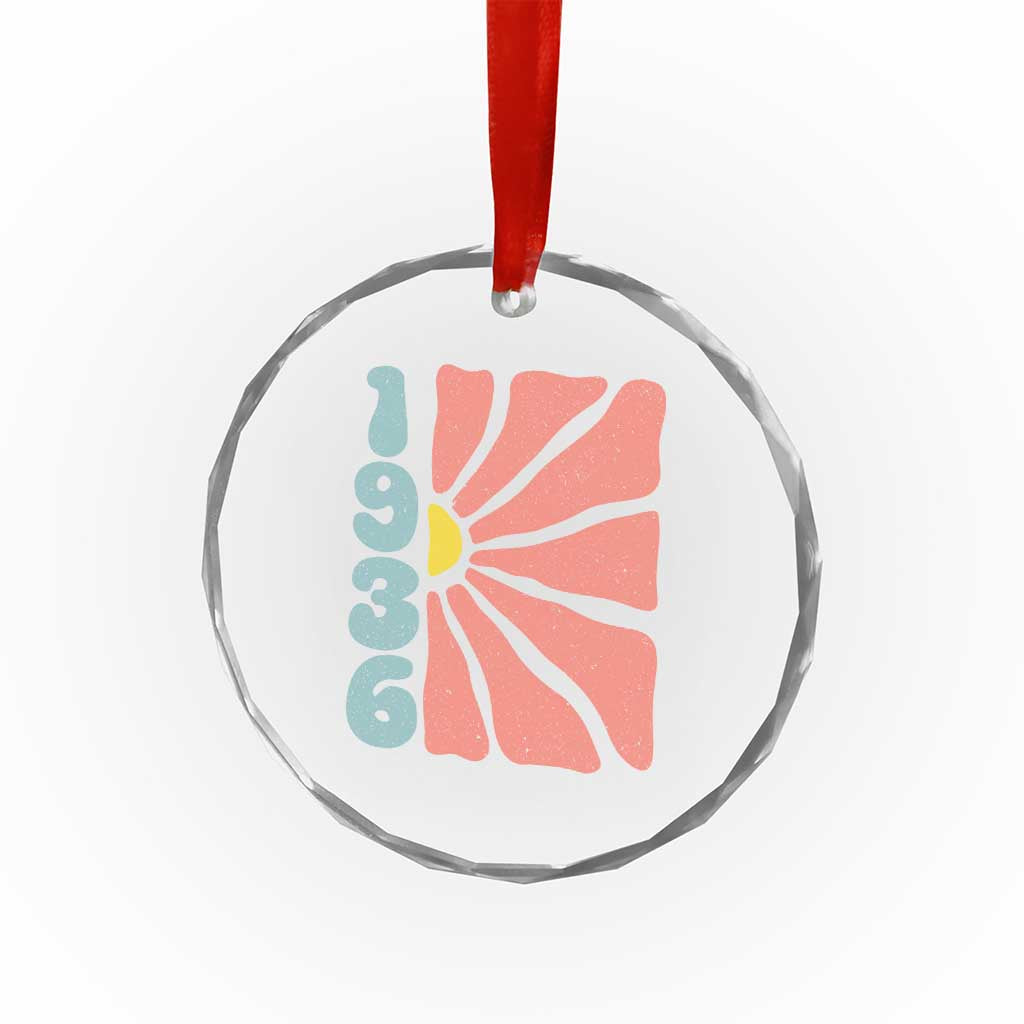 90th Birthday Crystal Glass Ornament Vintage 1936 Boho Flowers 90 Years Old Birthday TS11 Print Your Wear