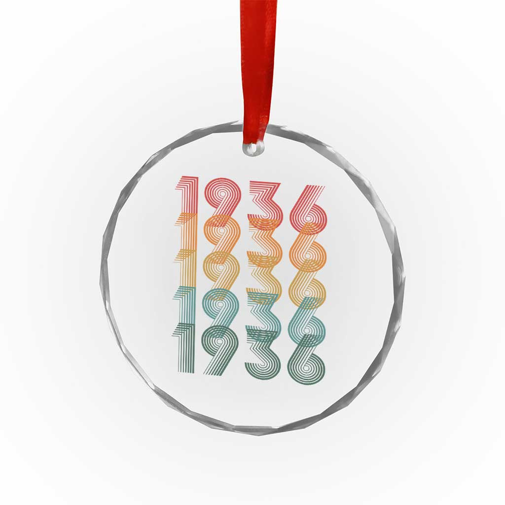 90th Birthday Crystal Glass Ornament Vintage 1936 Retro 90 Years Old Birthday