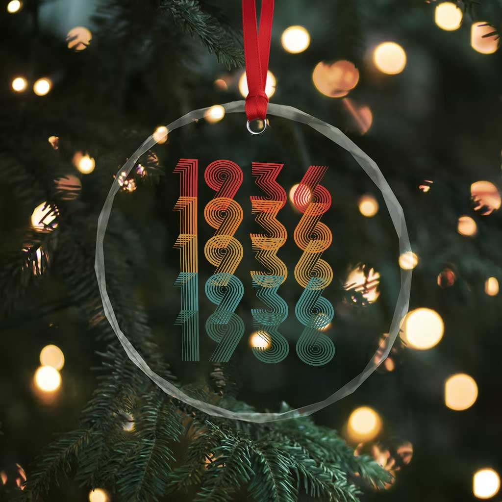 90th Birthday Crystal Glass Ornament Vintage 1936 Retro 90 Years Old Birthday