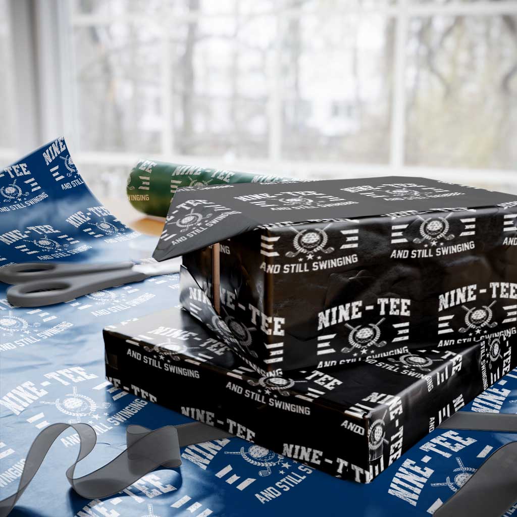 90th Birthday Golf Wrapping Paper Roll Funny Nine Tee And Still Swinging 90 Years Old TS11 Black Print Your Wear