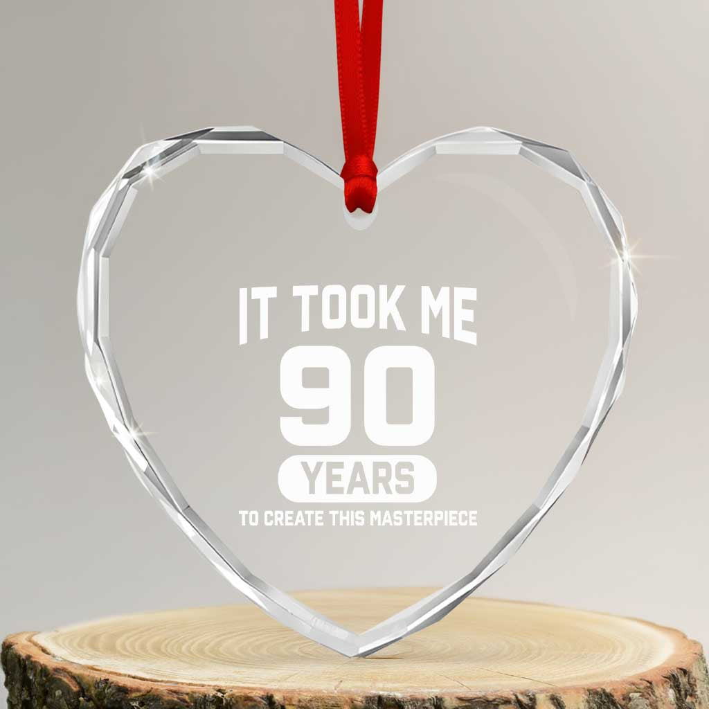 90th Birthday Heart Crystal Glass Ornament To Create This Masterpiece 90 Year Old Gift TS10 Transparent Glass 3'' Heart Print Your Wear