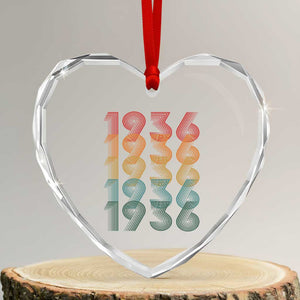90th Birthday Heart Crystal Glass Ornament Vintage 1936 Retro 90 Years Old Birthday TS11 Transparent Glass 3'' Heart Print Your Wear