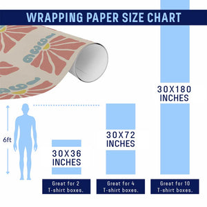 90th Birthday Wrapping Paper Roll Vintage 1936 Boho Flowers 90 Years Old Birthday