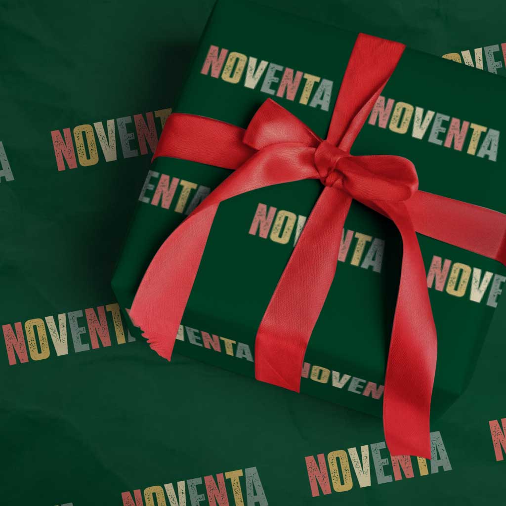 90th Birthday Noventa Wrapping Paper Roll Spanish Mexican 90 Years Old Bday TS11 Green Print Your Wear