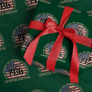 90th Birthday Wrapping Paper Roll Vintage 1936 90 Year Old Birthday USA Flag TS10 Green Print Your Wear