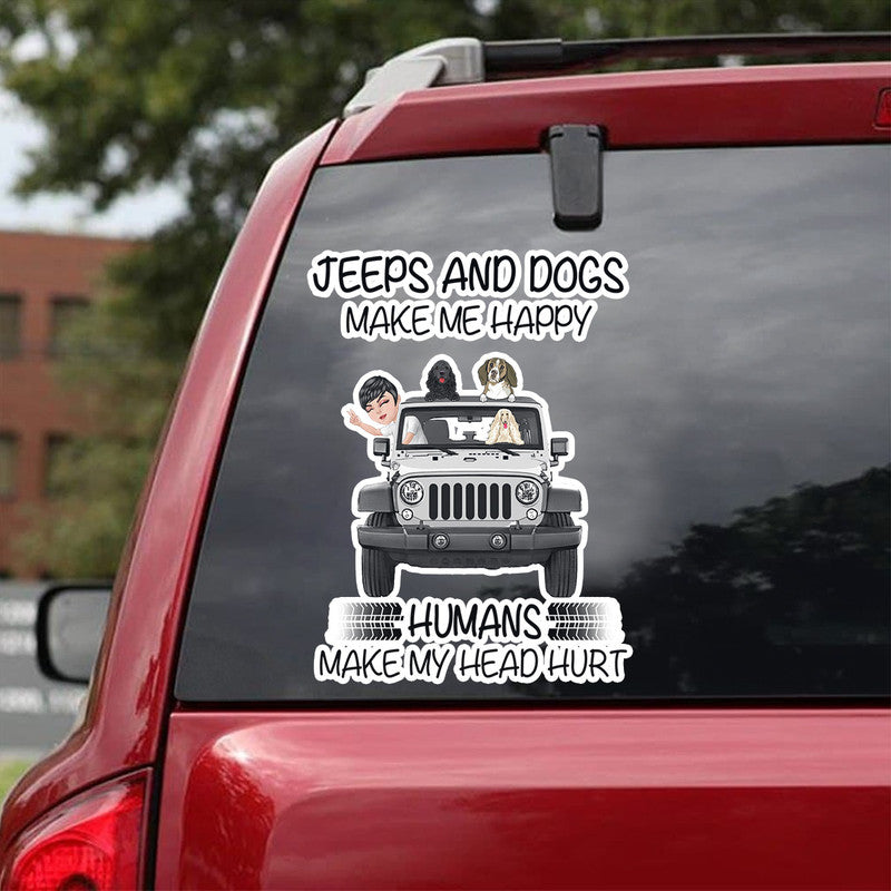 Personalized JP Decals and Dogs Make Me Happy Humans Make My Head Hurt CTM package 13x13cm Custom - Printyourwear