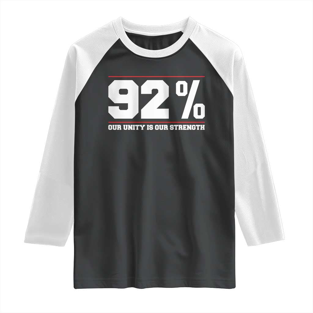92 Percent Black Woman Power Raglan Shirt 92% Our Unity Is Our Strength TS10 Black White Print Your Wear
