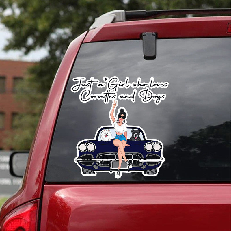 Personalized JP Decal Just A Girl Who Loves Corvettes and Dogs CTM package 13x13cm Custom - Printyourwear