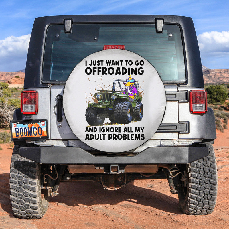 Custom JP Tire Cover With Camera Hole, I Just Want To Go Offroading And Ignore All My Adult Problems Spare Tire Cover CTM Custom - Printyourwear