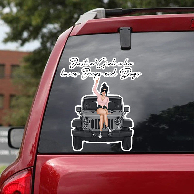 Personalized JP Decal Just A Girl Who Loves Her JP and Her Dogs CTM package 13x13cm Custom - Printyourwear
