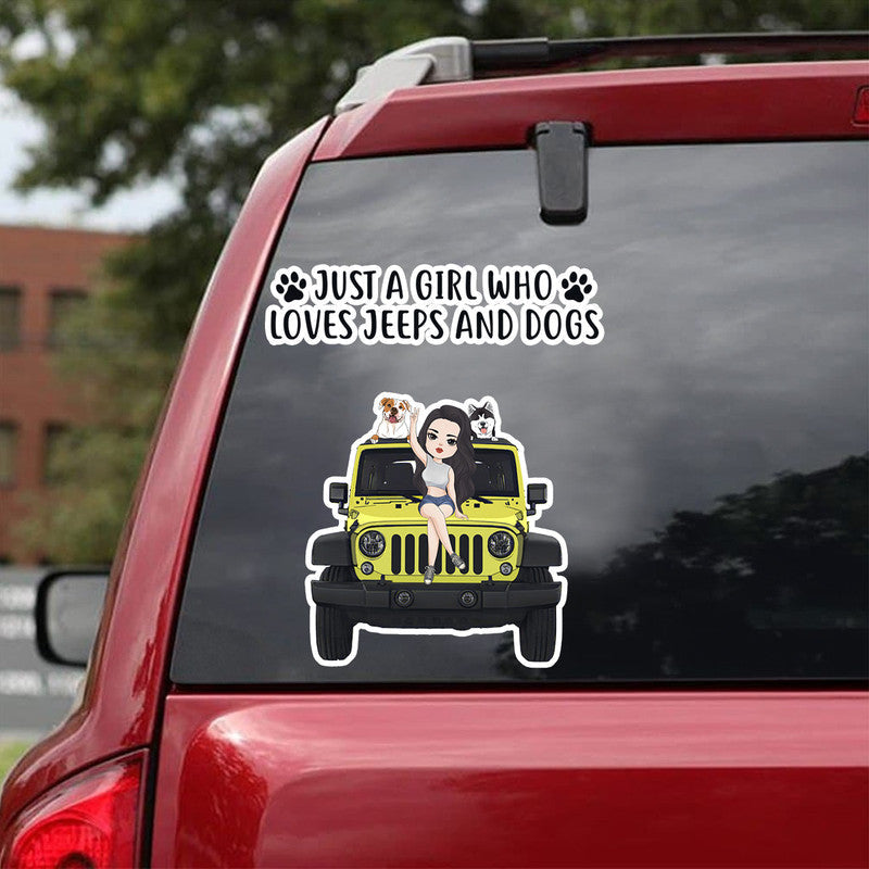 Personalized Just A Girl Who Loves JPs and Dogs Decal CTM package 13x13cm Custom - Printyourwear