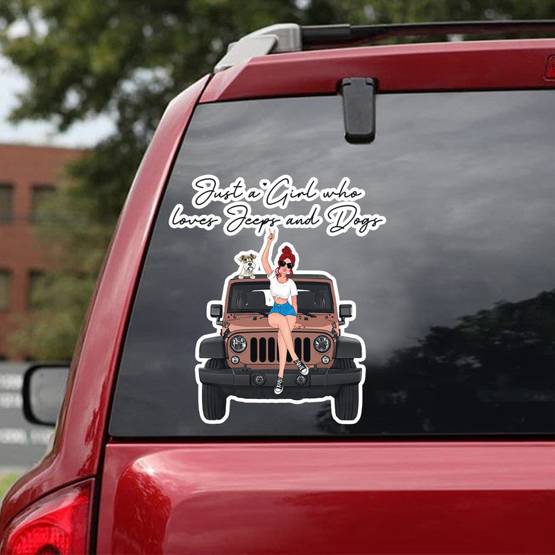Personalized JP Decal Just A Girl Who Loves JPs and Dogs NO.1 CTM package 13x13cm Custom - Printyourwear