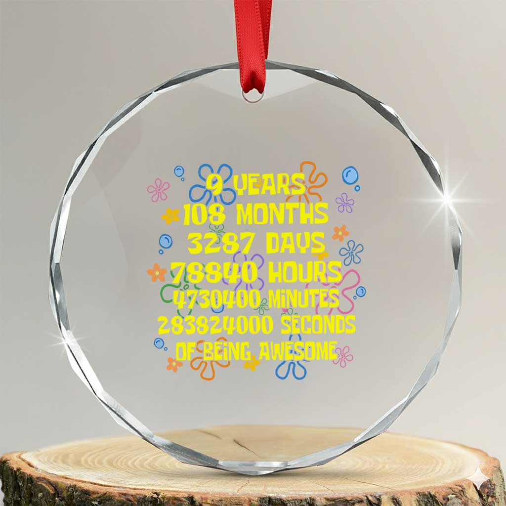 9th Birthday Gifts Crystal Glass Ornament Flowers Girl Son Boy 9yr 9 Year Old Bday TS10 Transparent Glass 3'' Circle Print Your Wear
