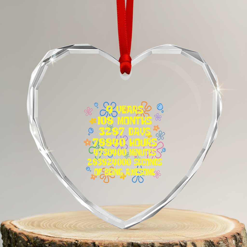 9th Birthday Gifts Heart Crystal Glass Ornament Flowers Girl Son Boy 9yr 9 Year Old Bday TS10 Transparent Glass 3'' Heart Print Your Wear