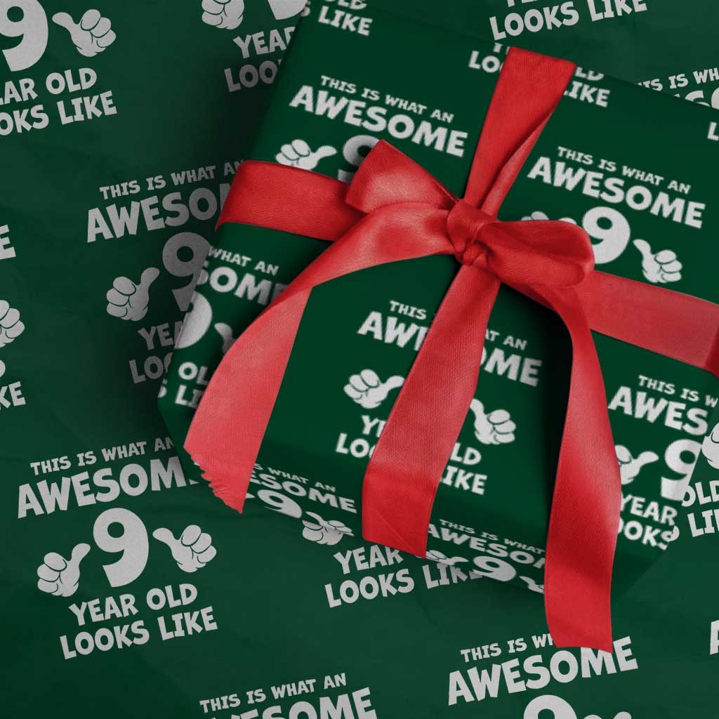 9th Birthday Gifts Wrapping Paper Roll Awesome 9 Year Old Bday Son Boy Girl 9yr TS10 Green Print Your Wear