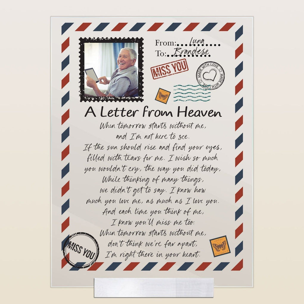 Personalized Photo A Letter From Heaven Acrylic Plaque Memorial Gift, Sympathy Gift CTM Acrylic Table Sign 4