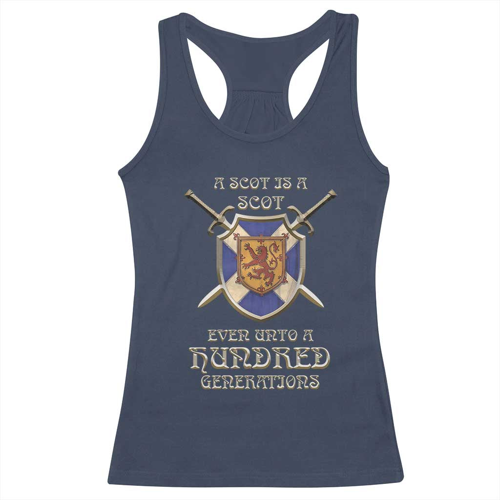 A Scot Is A Scot Even Unto A Hundred Generation Racerback Tank Top Scottish Pride TS11 Navy Print Your Wear