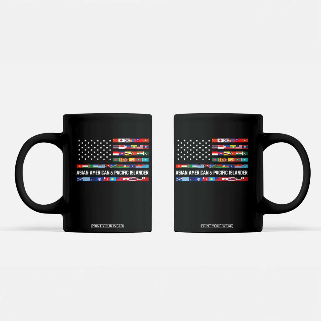 AAPI Heritage Month Coffee Mug Asian American and Pacific Islander USA Flag TS02 Black Print Your Wear