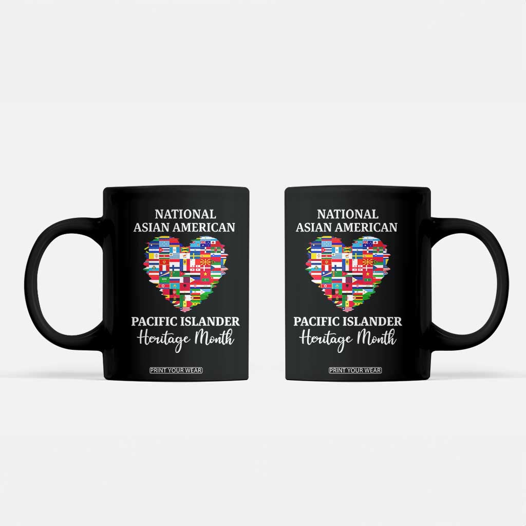 AAPI Heritage Month Coffee Mug National Asian American and Pacific Islander Countries Flag Heart TS02 Black Print Your Wear