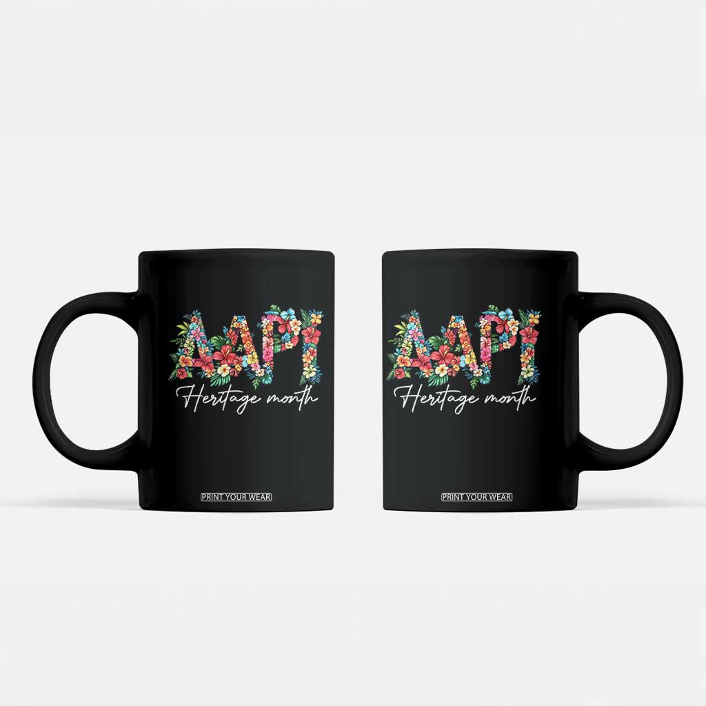 AAPI Heritage Month Coffee Mug Retro Elegant Floral Asian American Pacific Islander TS02 Black Print Your Wear