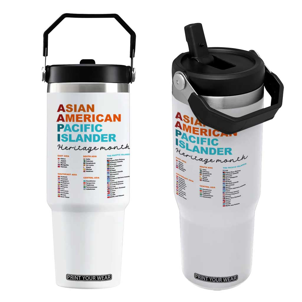 AAPI Heritage Month Flip Straw Tumbler Asian American and Pacific Islander Countries Pride TS02 One Size: 30 oz White Print Your Wear