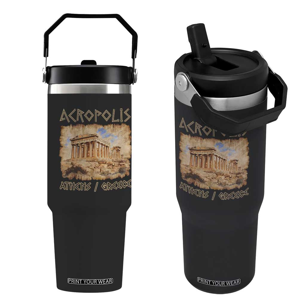 Acropolis Athens Greece Souvenir Greek Parthenon Flip Straw Tumbler TS09 One Size: 30 oz Black Print Your Wear