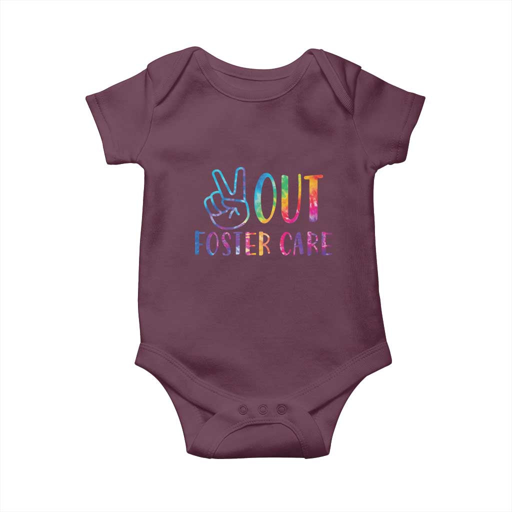 Adoption Foster Parents Baby Onesie Peace Out Foster Care TS11 Maroon Print Your Wear