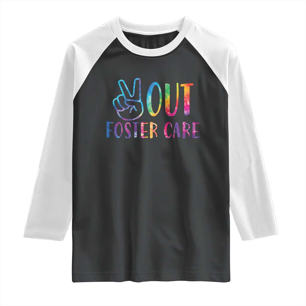 Adoption Foster Parents Raglan Shirt Peace Out Foster Care TS11 Black White Print Your Wear