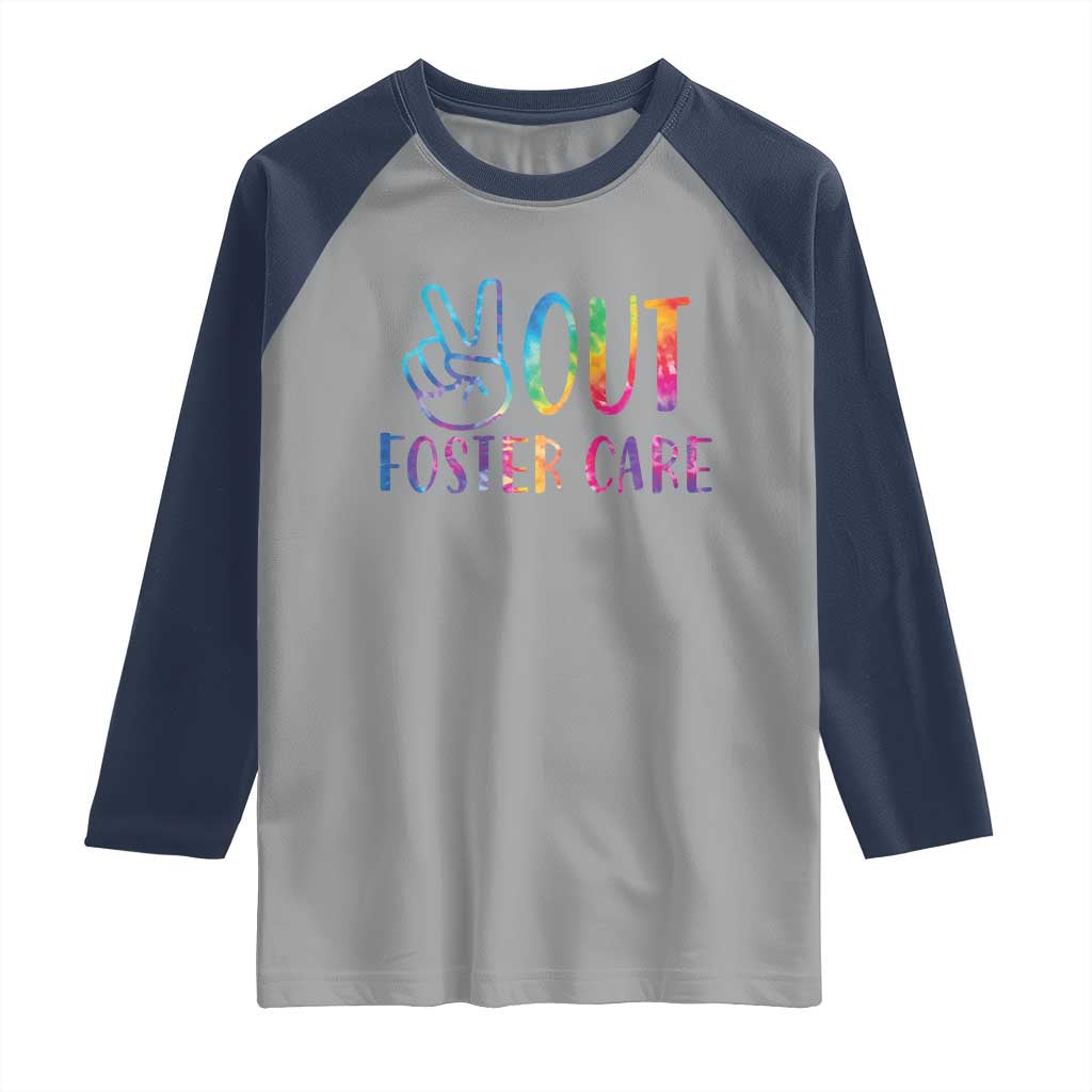 Adoption Foster Parents Raglan Shirt Peace Out Foster Care TS11 Sport Gray Navy Print Your Wear