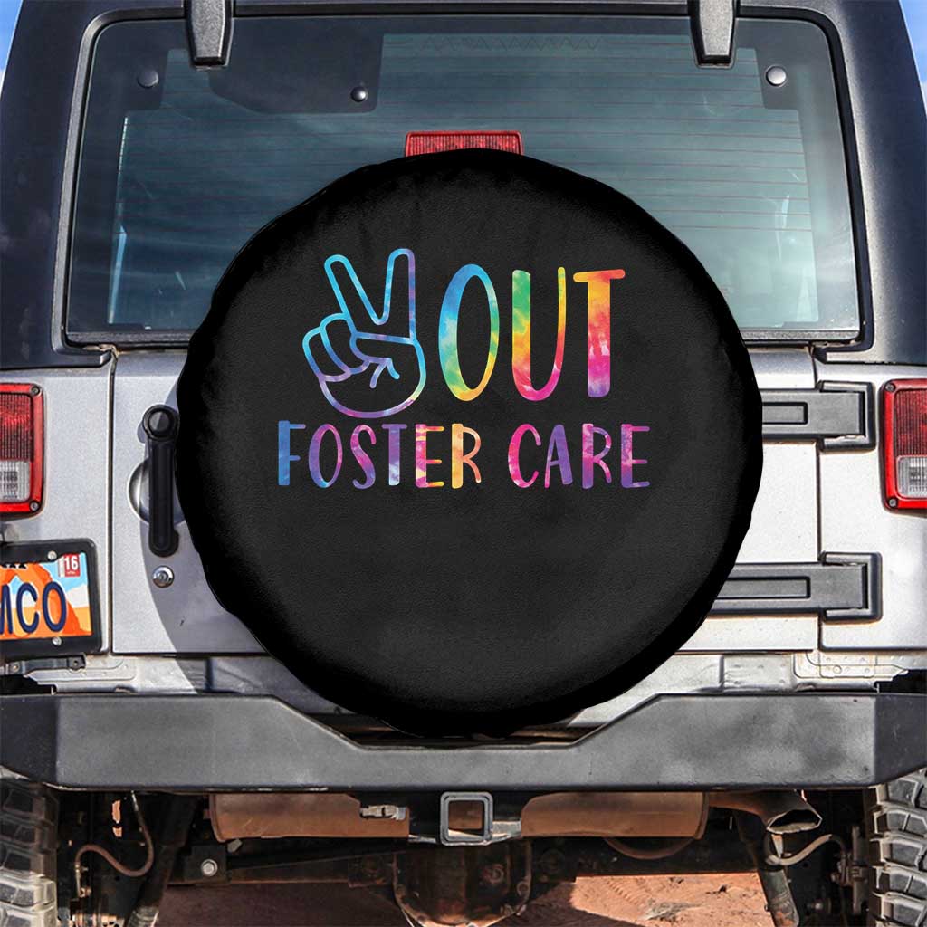 Adoption Foster Parents Spare Tire Cover Peace Out Foster Care TS11 No hole Black Print Your Wear