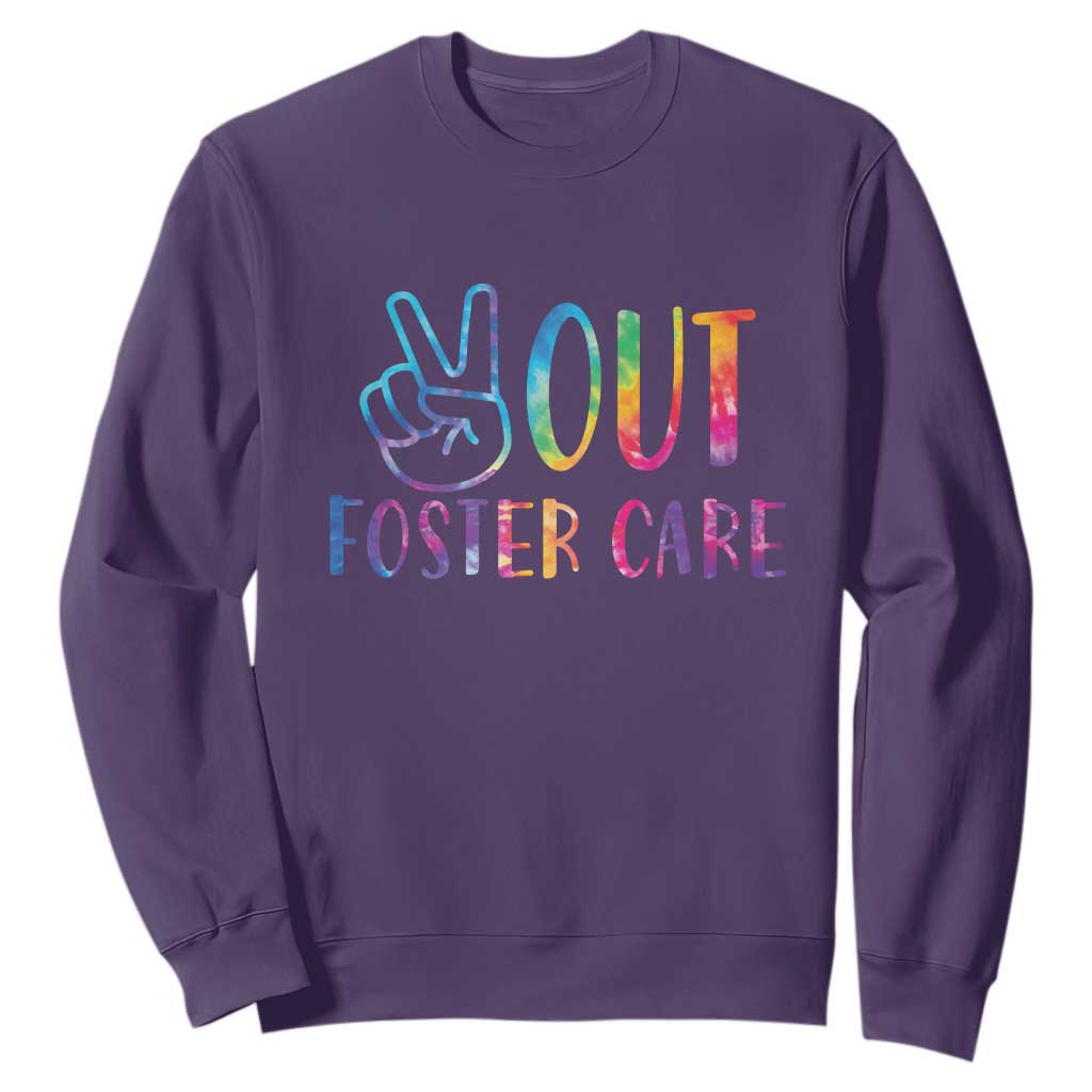 Adoption Foster Parents Sweatshirt Peace Out Foster Care TS11 Purple Print Your Wear
