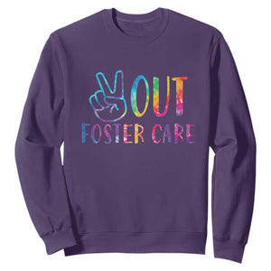 Adoption Foster Parents Sweatshirt Peace Out Foster Care TS11 Purple Print Your Wear