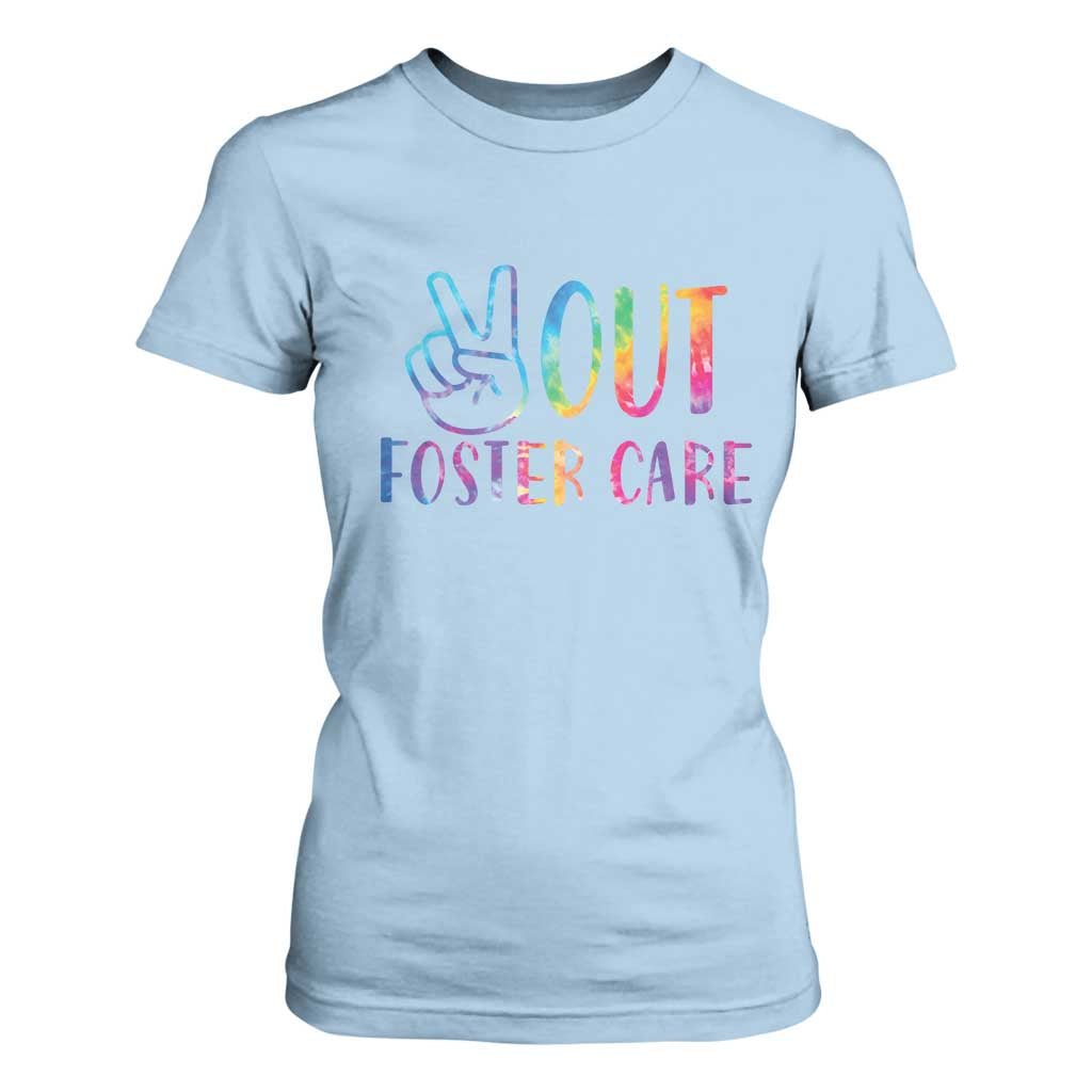 Adoption Foster Parents T Shirt For Women Peace Out Foster Care TS11 Light Blue Print Your Wear